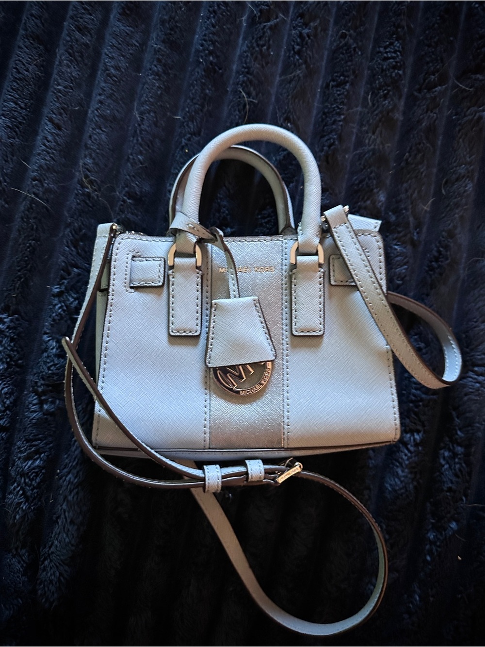 Michael Kors Dillon Pale Blue Saffiano Leather Mini Satchel